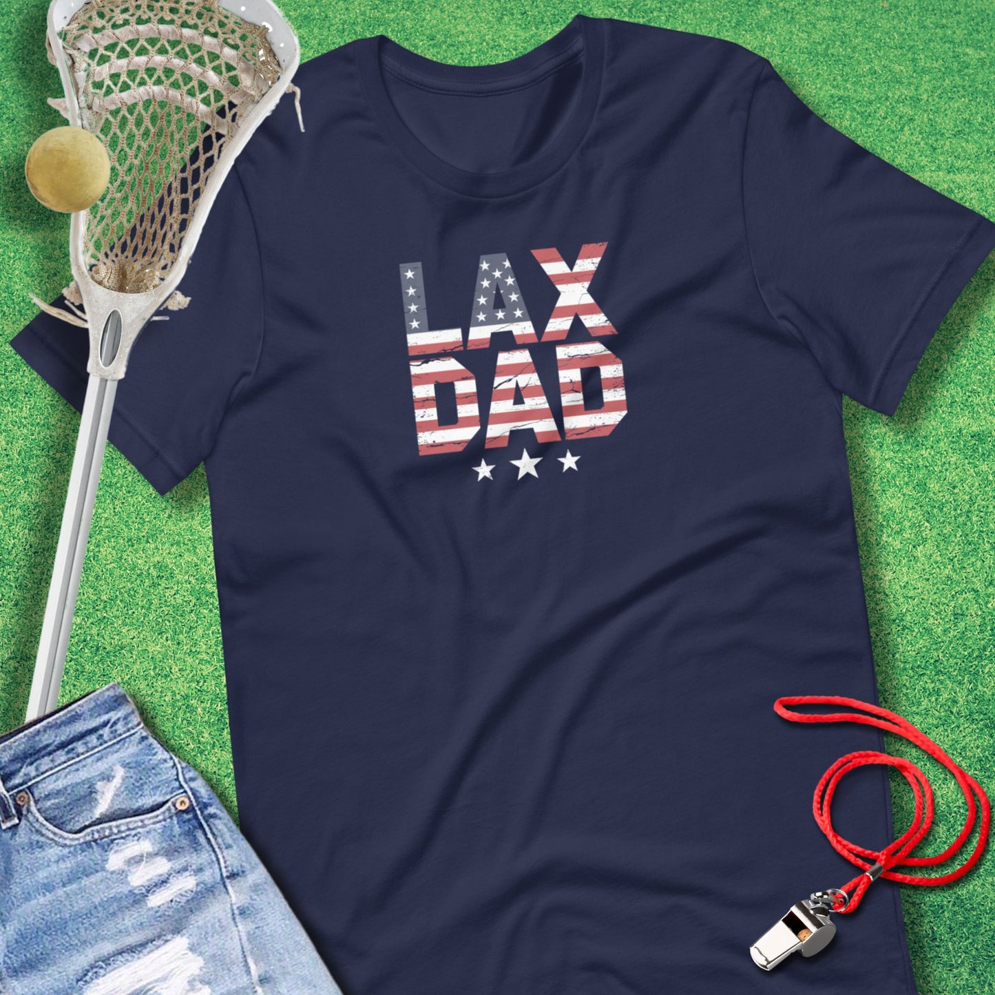 Lax Dad Flag T-Shirt in Navy - Lax Parent Spirit | Sideline Gods