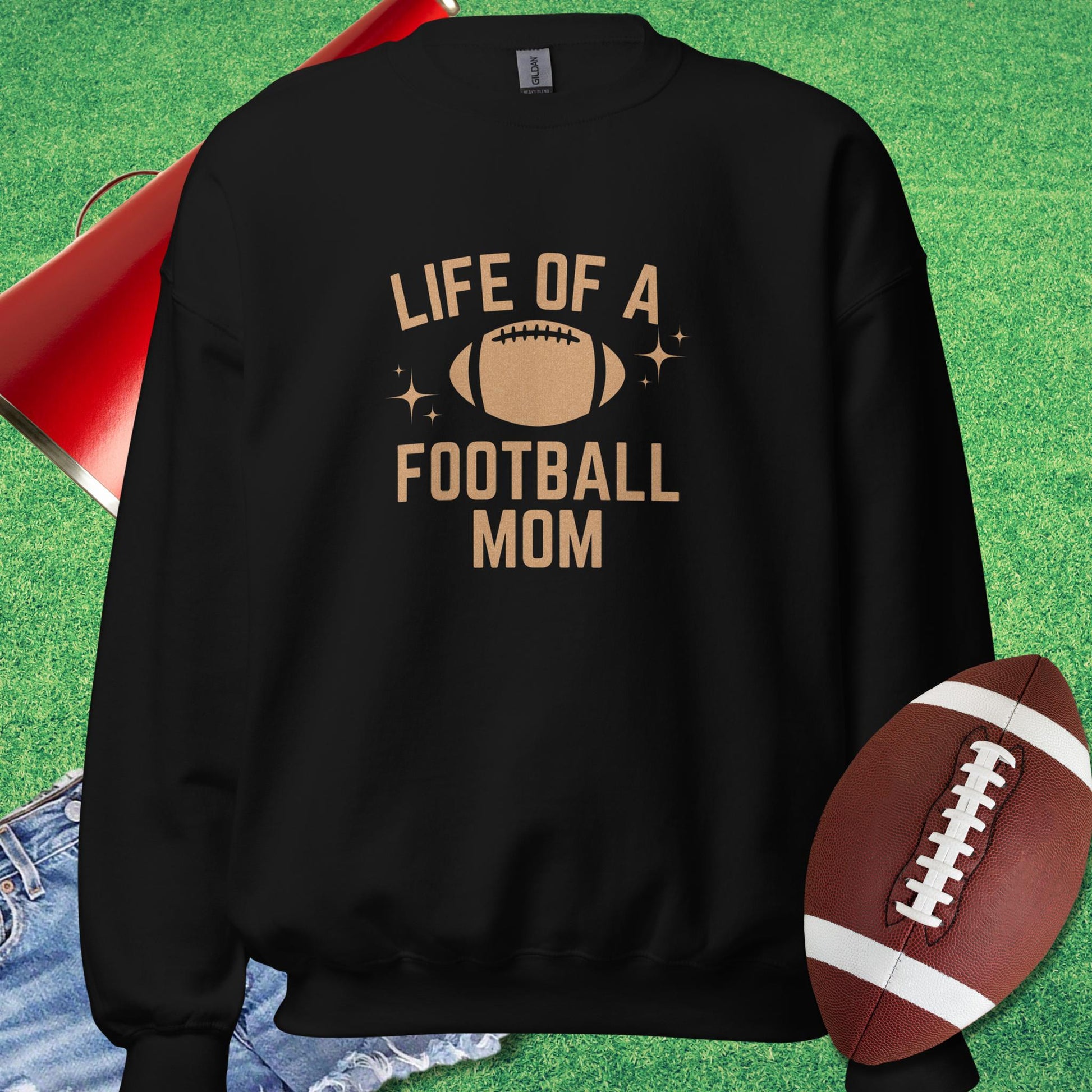 Life Of A Football Mom Sweatshirt in Black - Sports Mom Gifts by Sideline Gods