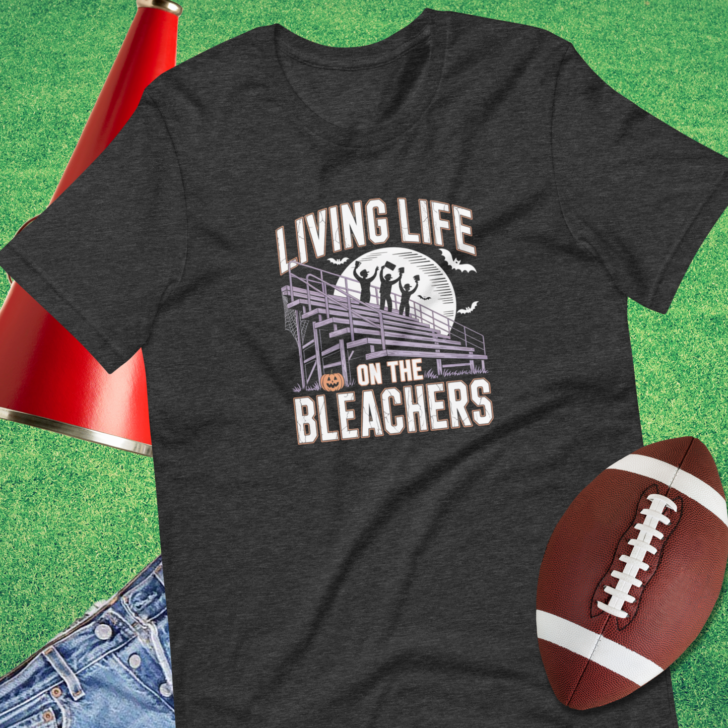 Living on the Bleachers T-Shirt in grey – funny sports parent shirt