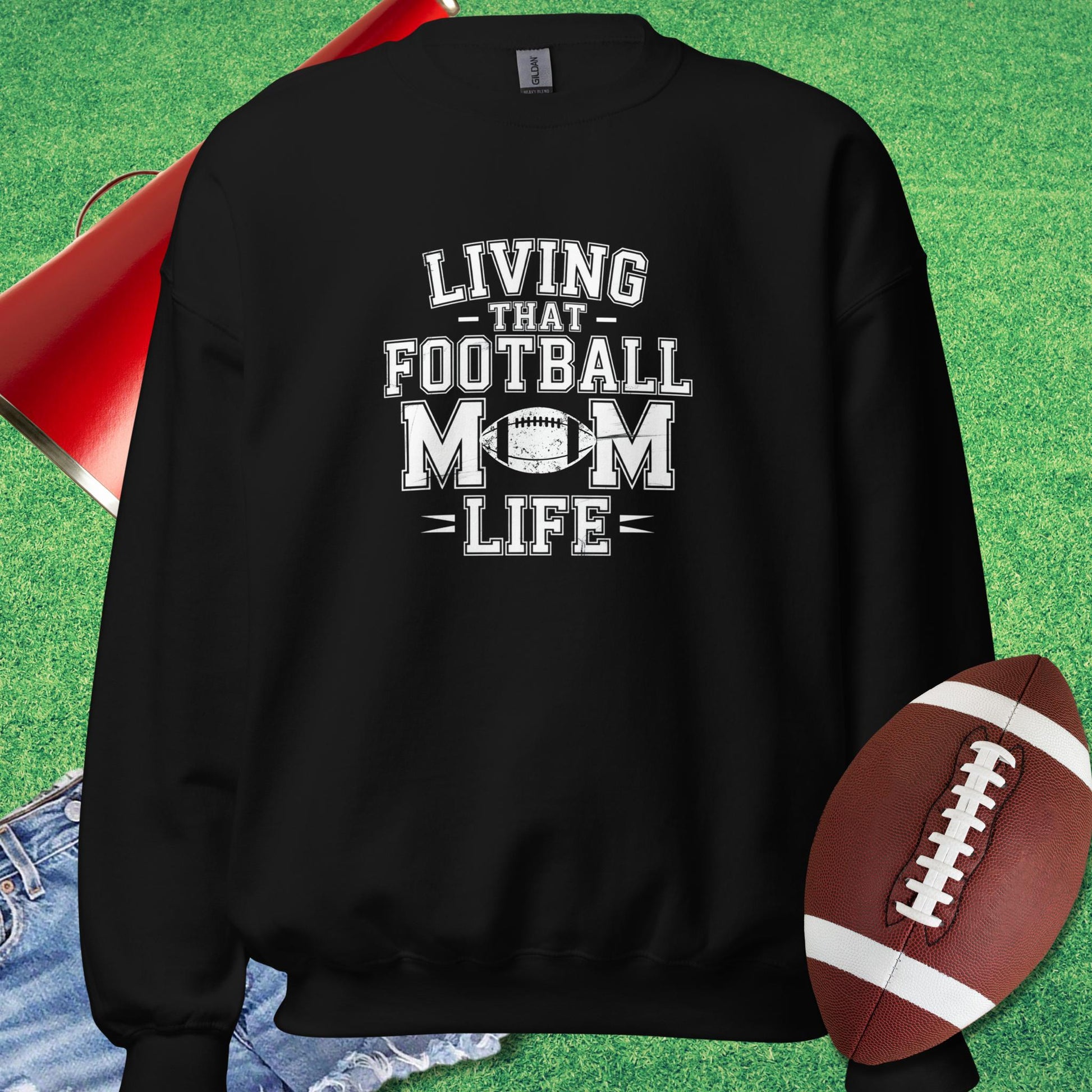 Living That Football Mom Life Sweatshirt in Black - Sports Mom Gifts by Sideline Gods