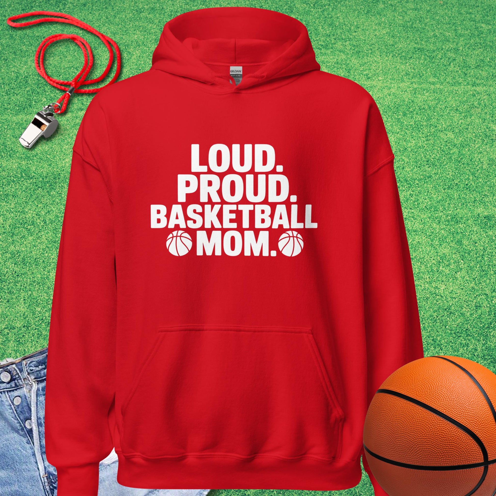 Loud and Proud Basketball Mom Hoodie in Red - Cute Basketball Mom Hoodie  | Sideline Gods