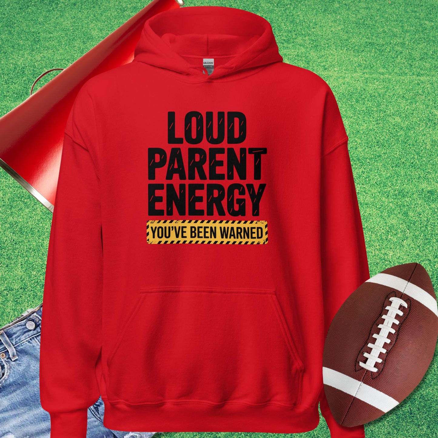 Loud Parent Energy Hoodie in Red - Proud Parent Football Hoodie - Sideline Gods
