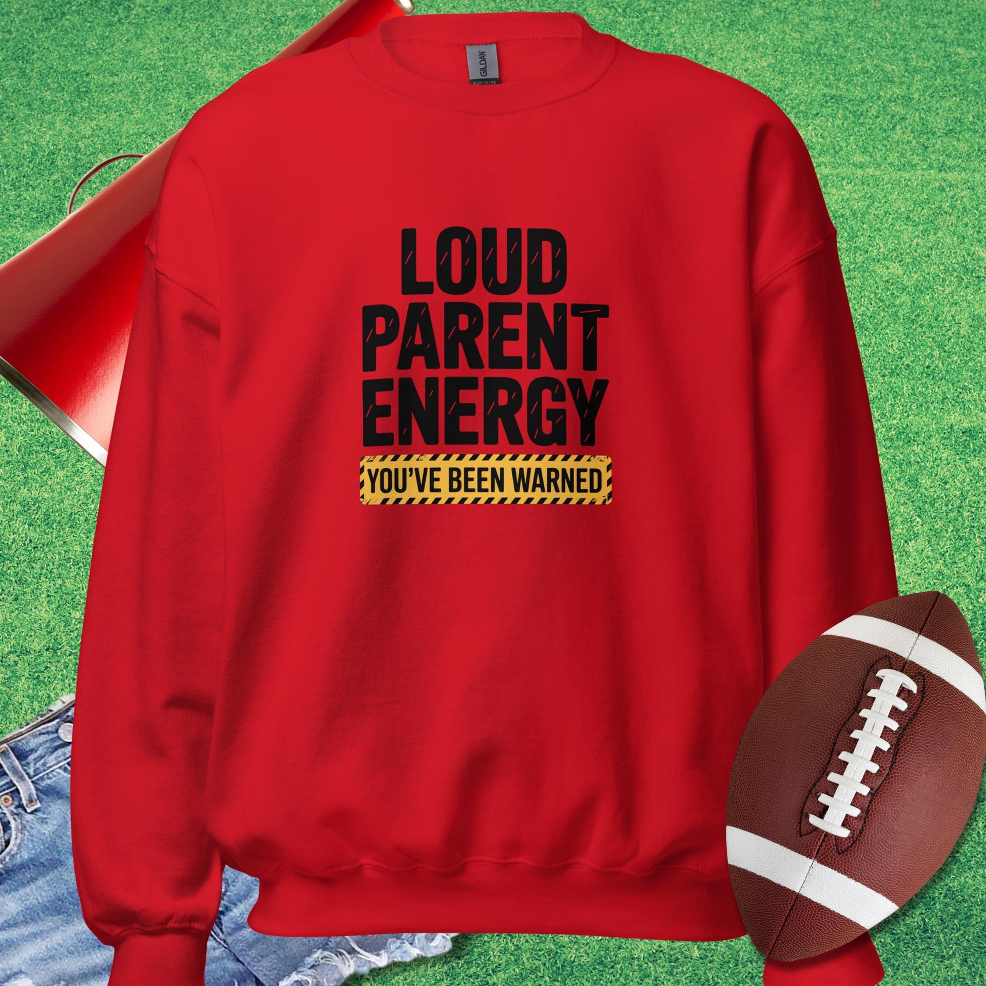Loud Parent Energy Sweatshirt in Red - Proud Parent Football Sweatshirt - Sideline Gods