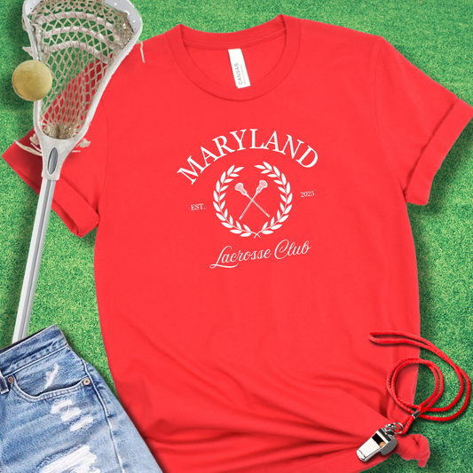 Maryland Lacrosse Club T-Shirt in Red - Maryland Lacrosse T-Shirt | Sideline Gods