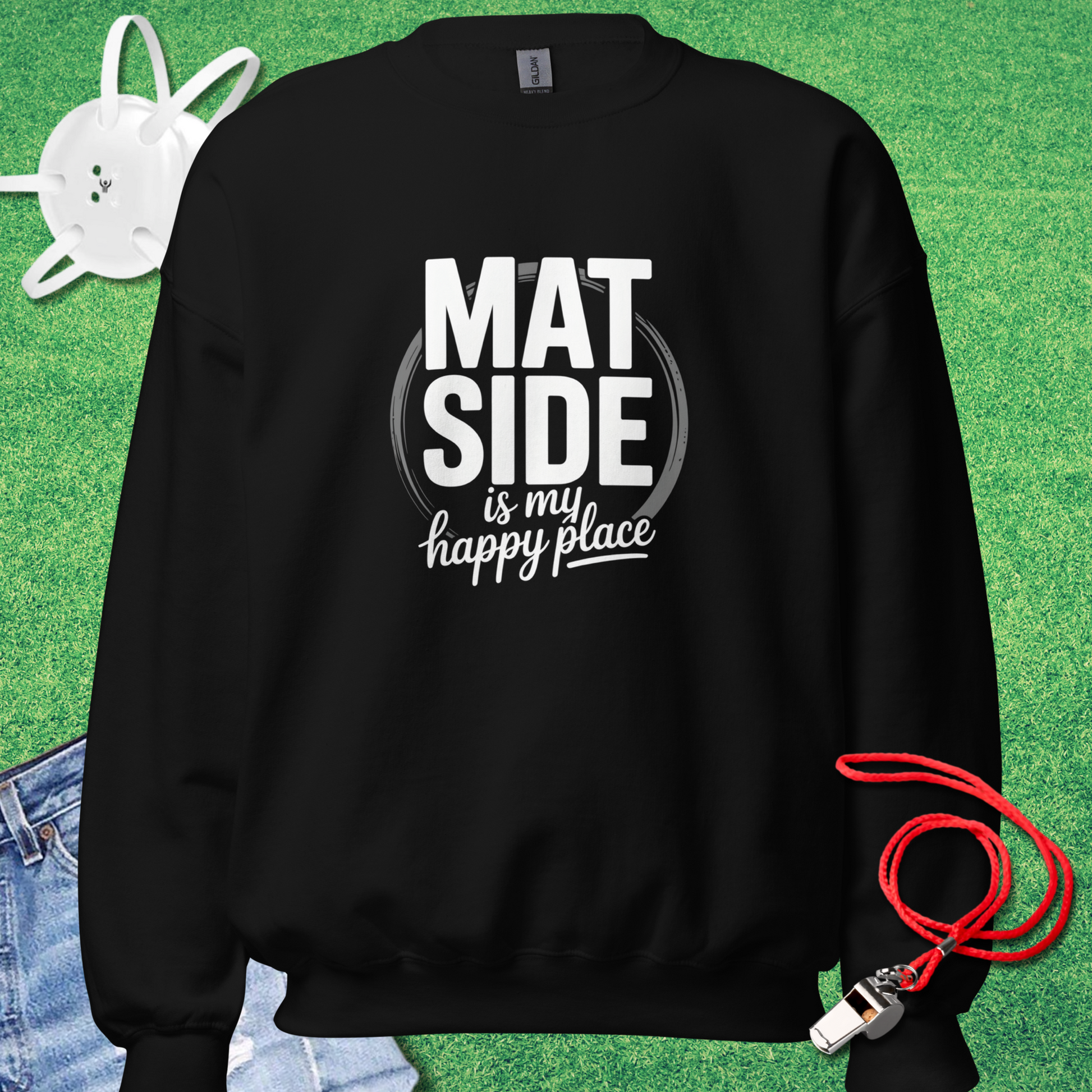 Mat Side Is My Happy Place Sweatshirt in Black - Wrestling Mom Tournament Sweatshirt | Sideline Gods