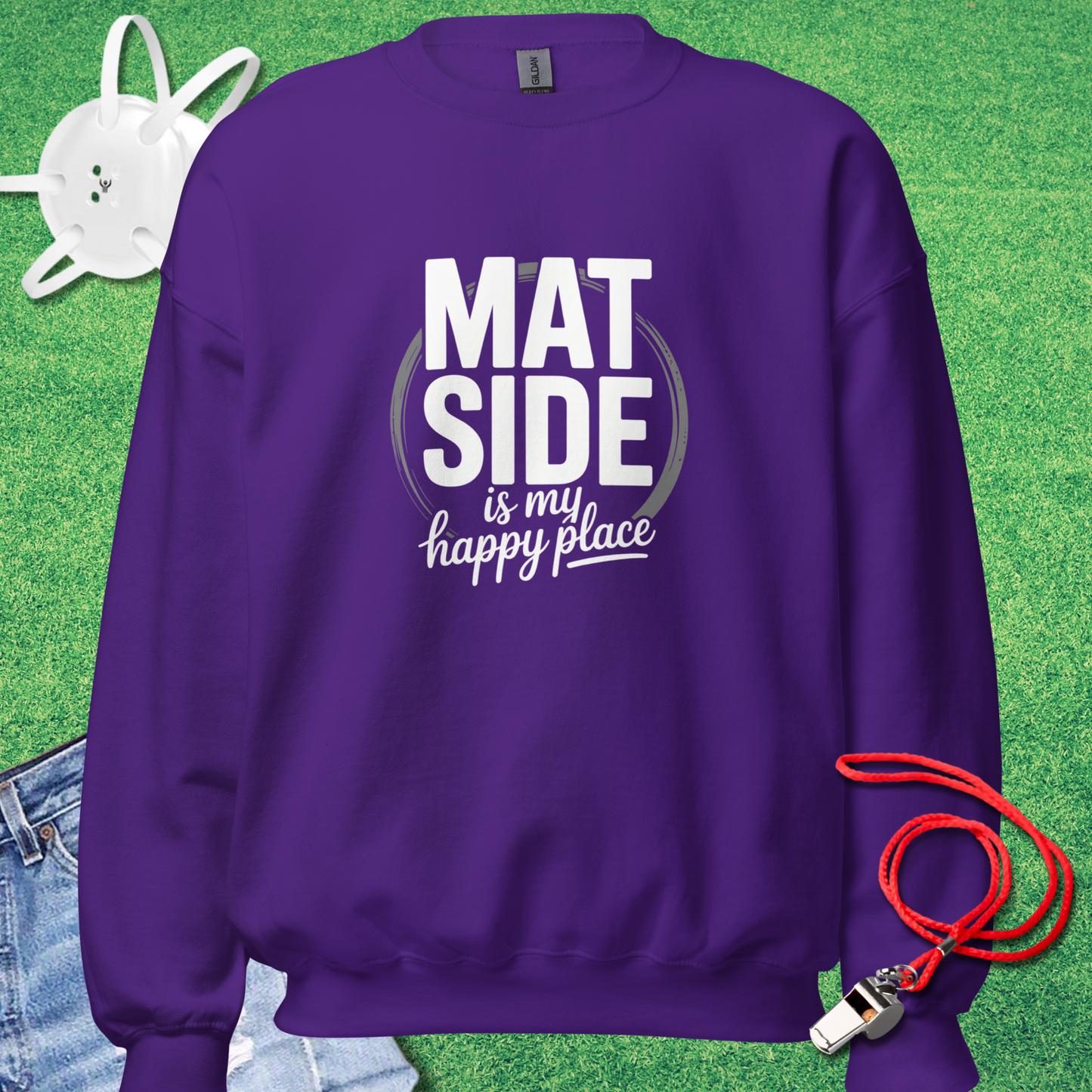 Mat Side Is My Happy Place Sweatshirt in Purple - Wrestling Mom Gift | Sideline Gods