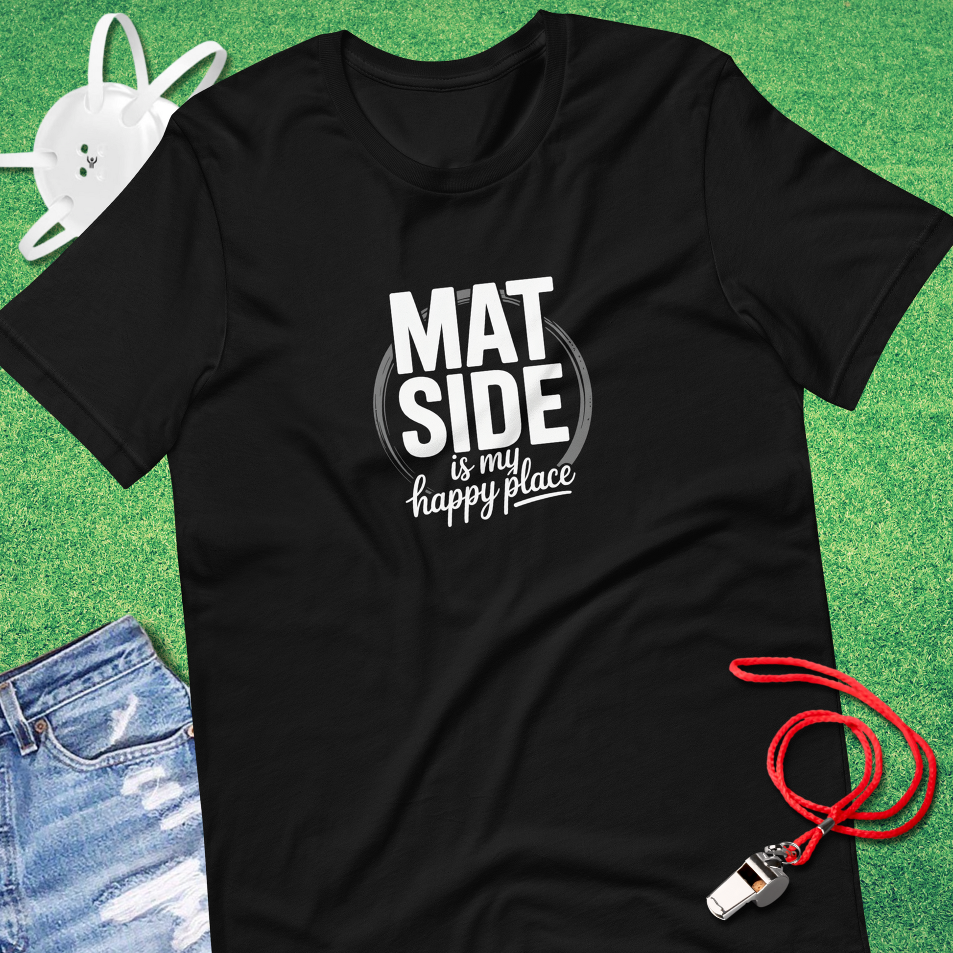 Mat Side Is My Happy Place T-Shirt in Black - Wrestling Mom Tournament T-Shirt | Sideline Gods