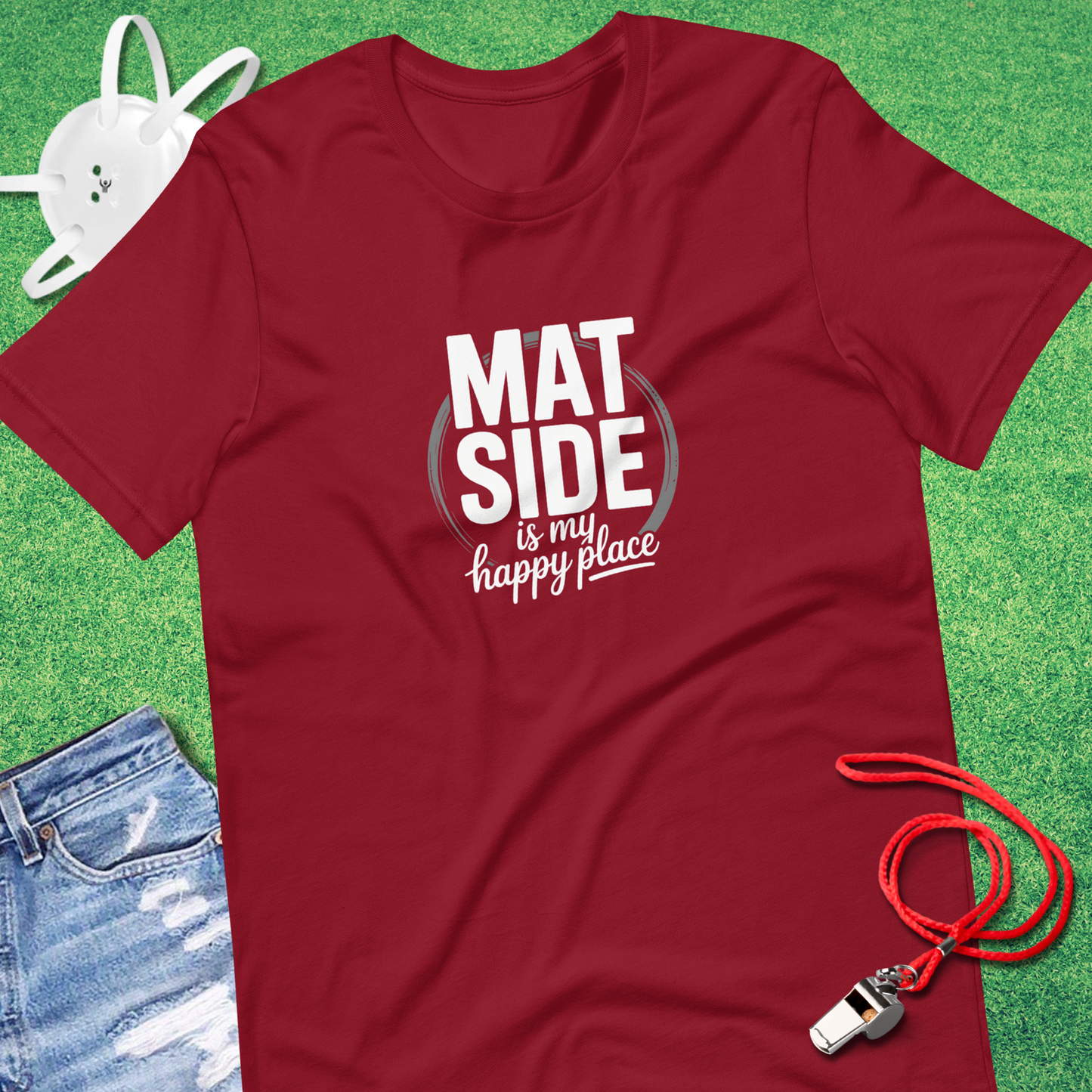 Mat Side Is My Happy Place T-Shirt in Cardinal - Cute Wrestling Mom T-Shirt | Sideline Gods