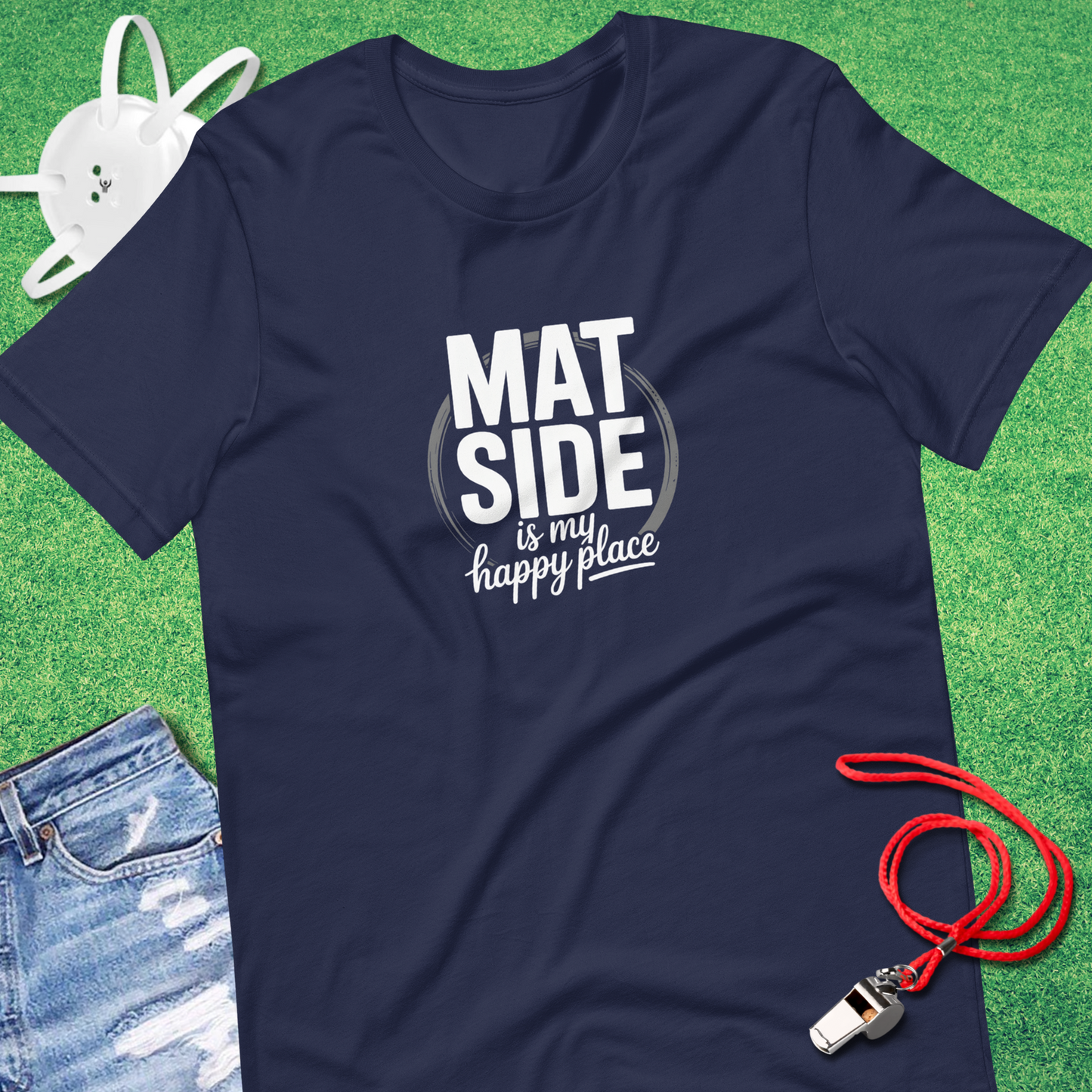 Mat Side Is My Happy Place T-Shirt in Navy - Wrestling Mom Gift | Sideline Gods