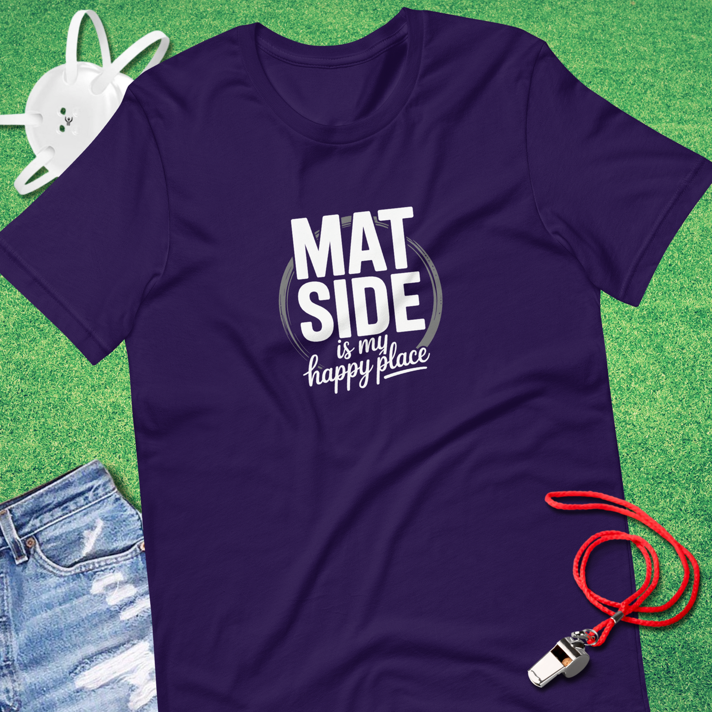 Mat Side Is My Happy Place T-Shirt in Team Purple - Wrestling Mom Spirit | Sideline Gods