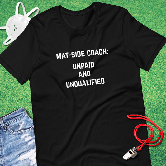 Mat-Side Wrestling Coach T-shirt in Black - Wrestling Dad T-Shirt | Sideline Gods