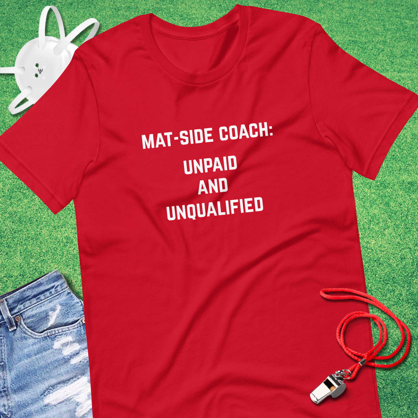 Mat-Side Wrestling Coach T-shirt in Red - Wrestling Parent Tournament T-Shirt | Sideline Gods