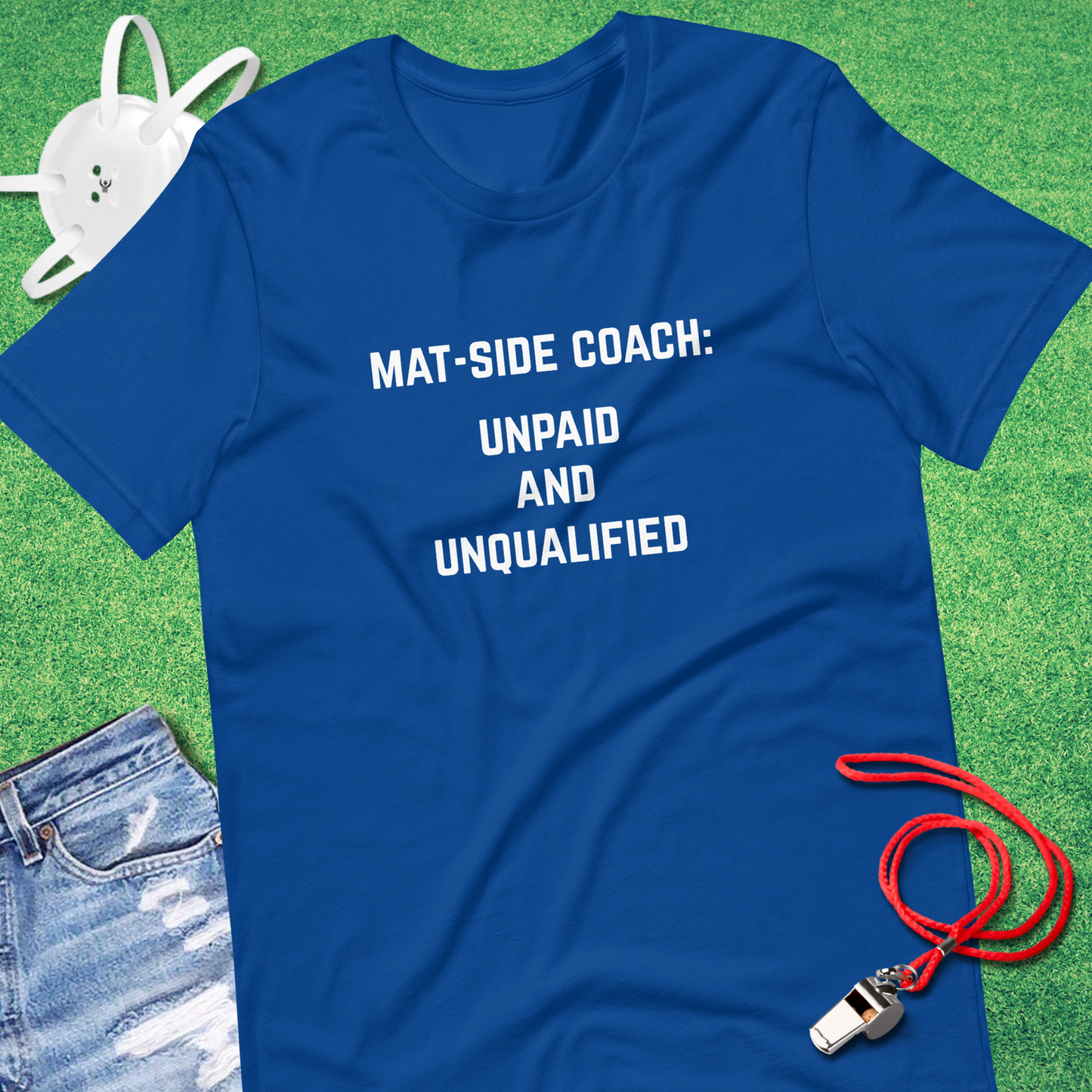 Mat-Side Wrestling Coach T-shirt in True Royal - Fun Wrestling Parent T-Shirt | Sideline Gods
