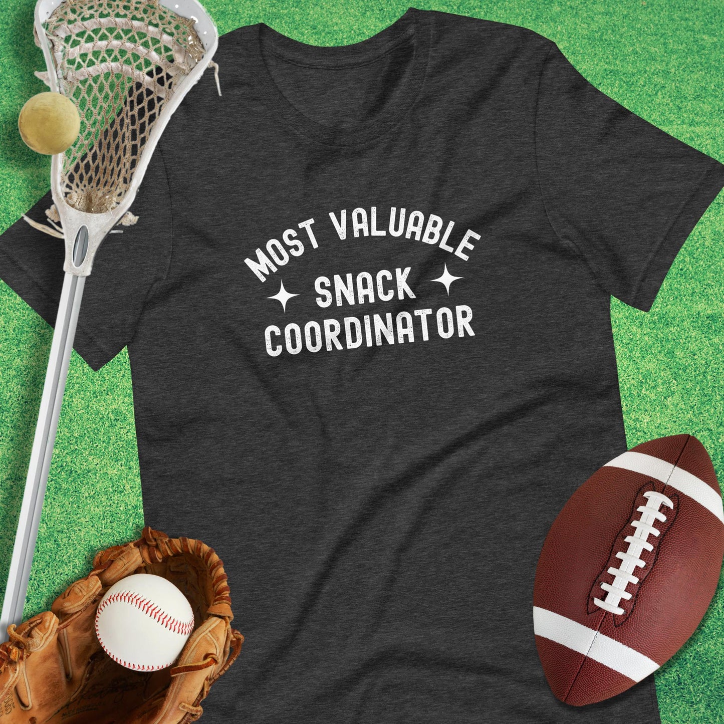 Most Valuable Snack Coordinator T-Shirt in Dark Grey Heather - funny sideline T-Shirt | Sideline Gods