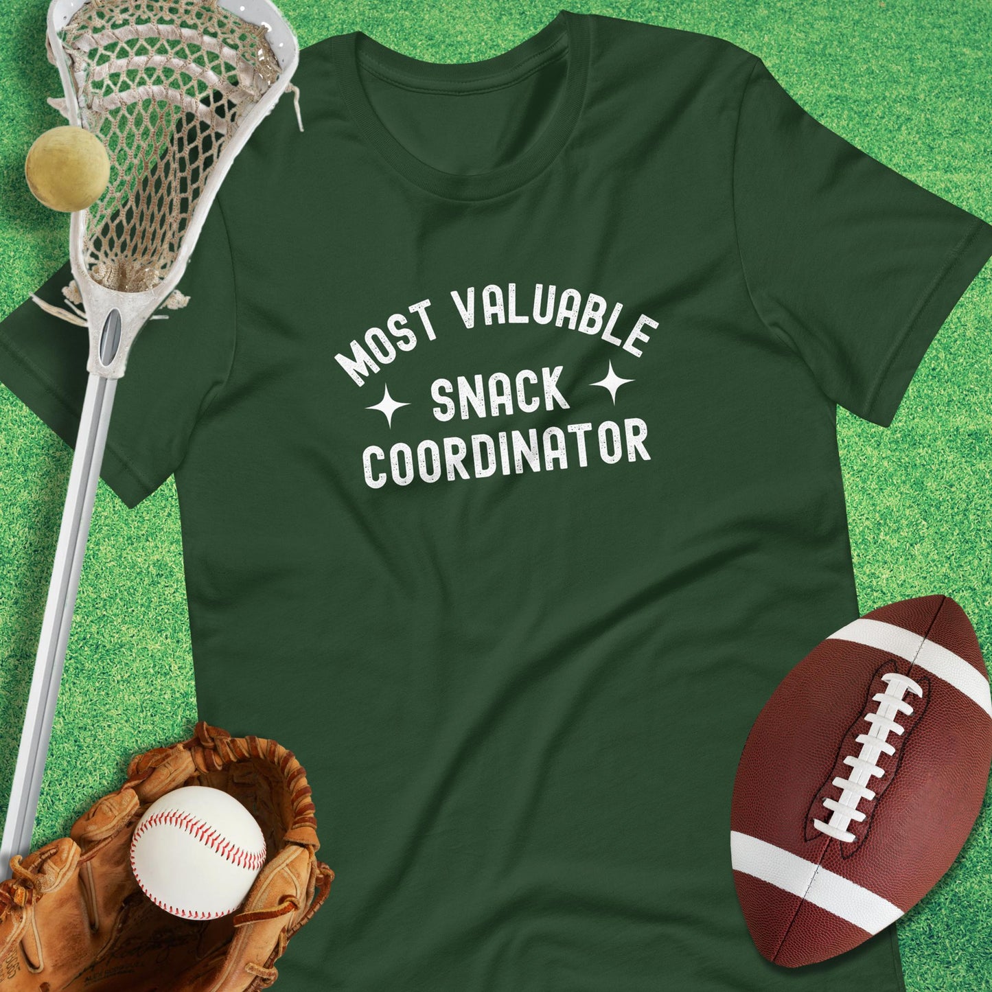 Most Valuable Snack Coordinator T-Shirt in Forest - Funny Sports T-Shirt | Sideline Gods