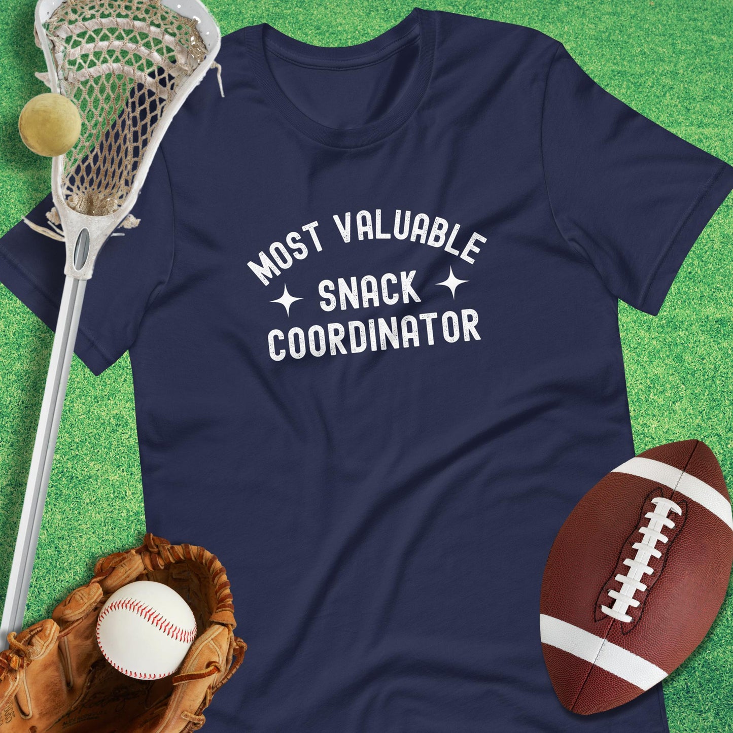 Most Valuable Snack Coordinator T-Shirt in Navy - sports parents T-Shirt | Sideline Gods