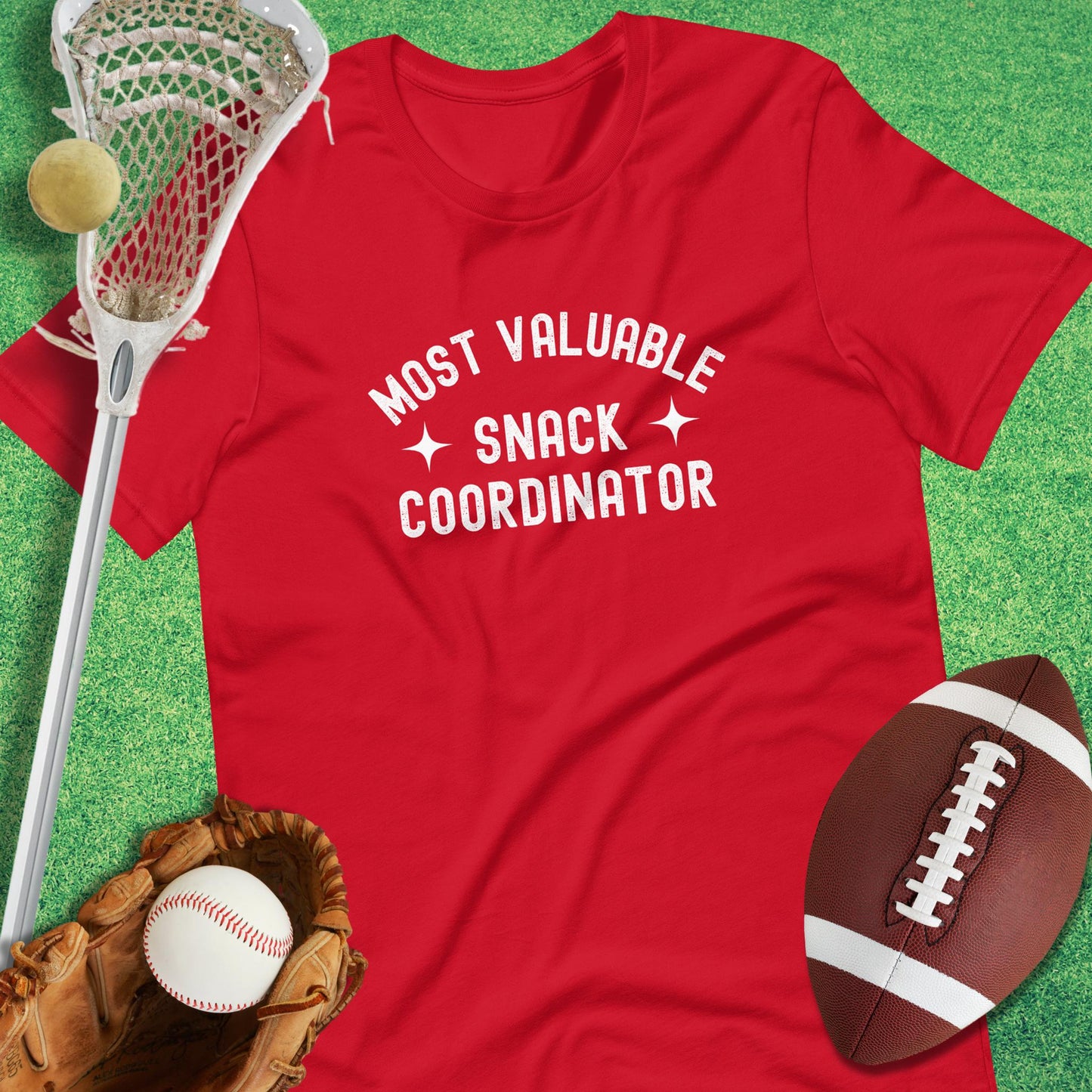 Most Valuable Snack Coordinator T-Shirt in Red - sports parents T-Shirt funny | Sideline Gods