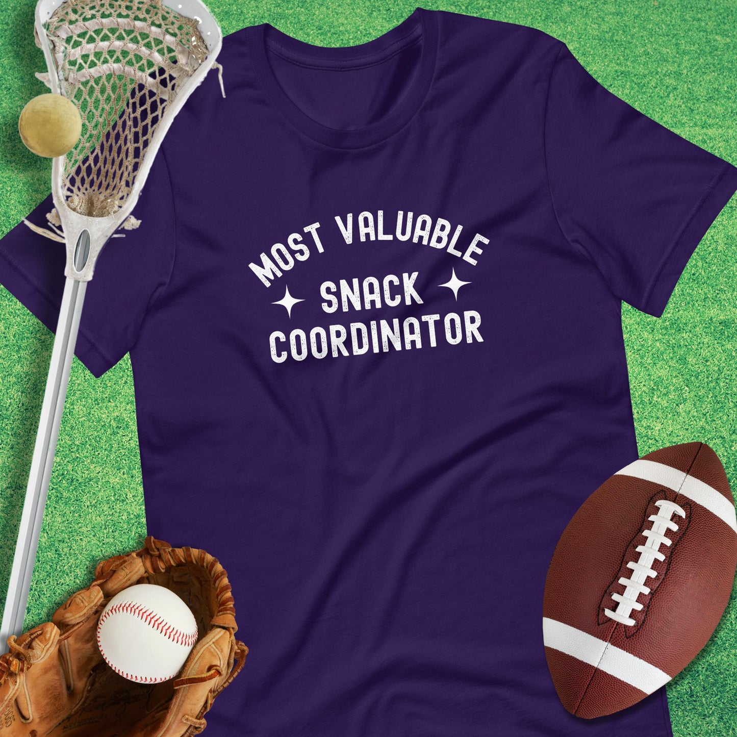 Most Valuable Snack Coordinator T-Shirt in Team Purple - sports humor T-Shirt | Sideline Gods