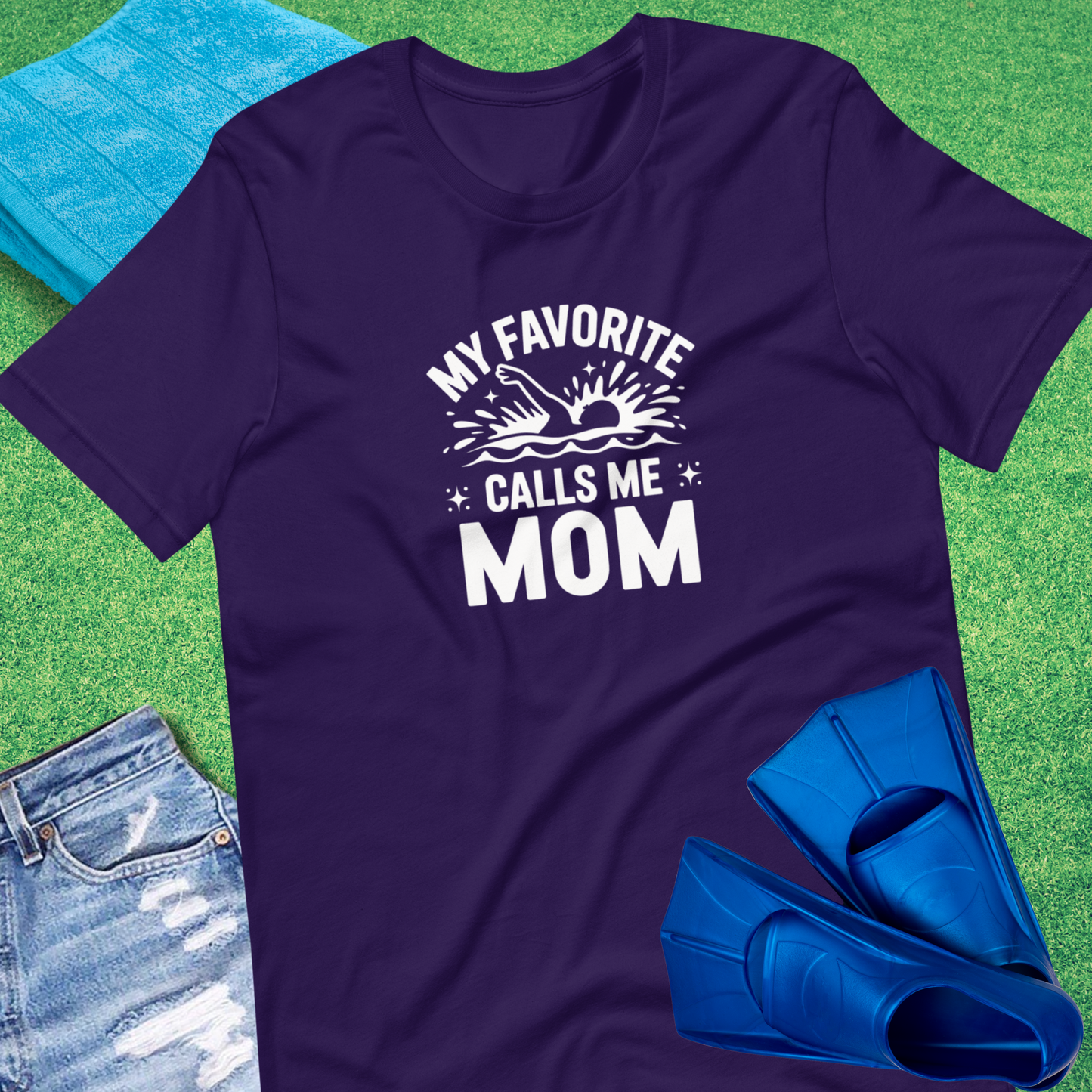My Favorite Swimmer Calls Me Mom T-Shirt in Team Purple - Pool Mom T-Shirt | Sideline Gods