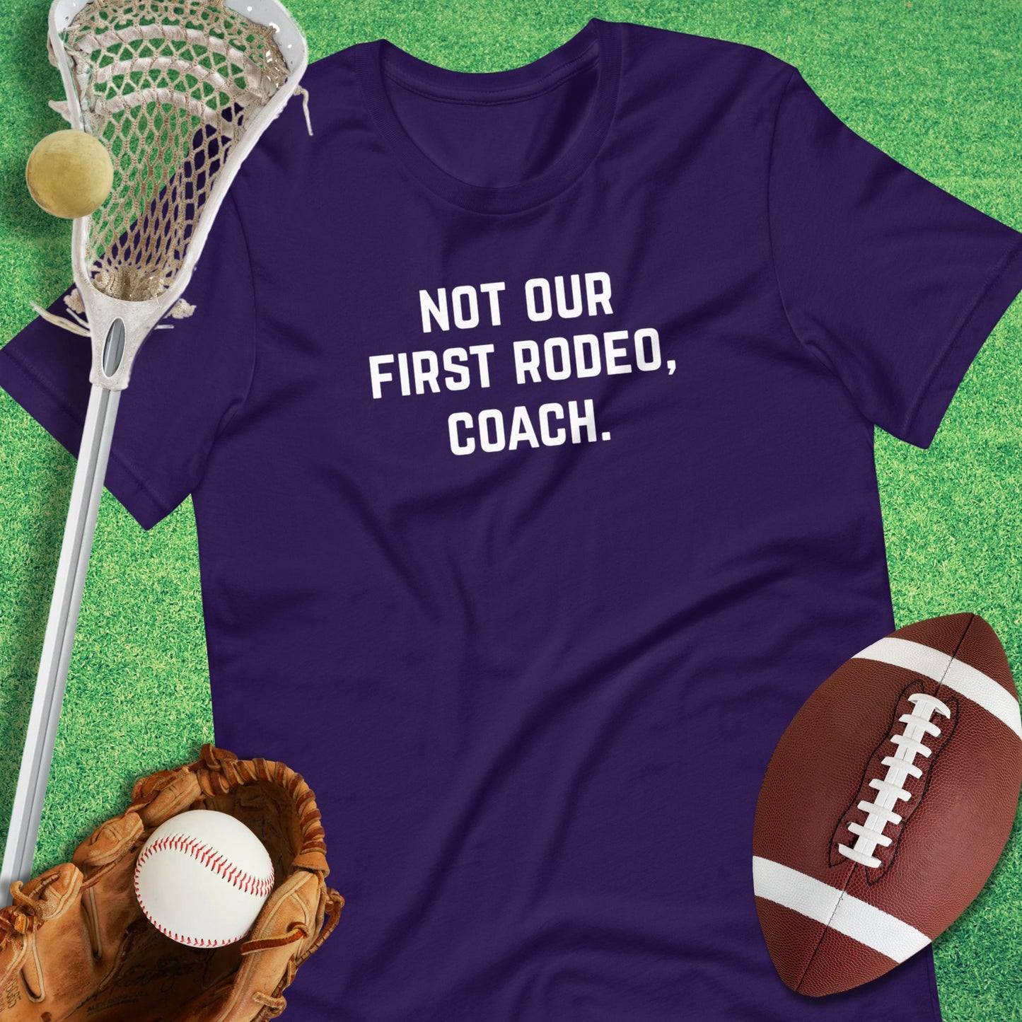 Not Our First Rodeo T-Shirt in Team Purple - sarcastic sports  T-Shirt | Sideline Gods