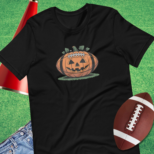 Pigskin Pumpkin T-Shirt in black – funny fall football tee