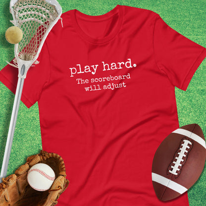 Play Hard T-Shirt in Red - inspirational sports T-Shirt | Sideline Gods