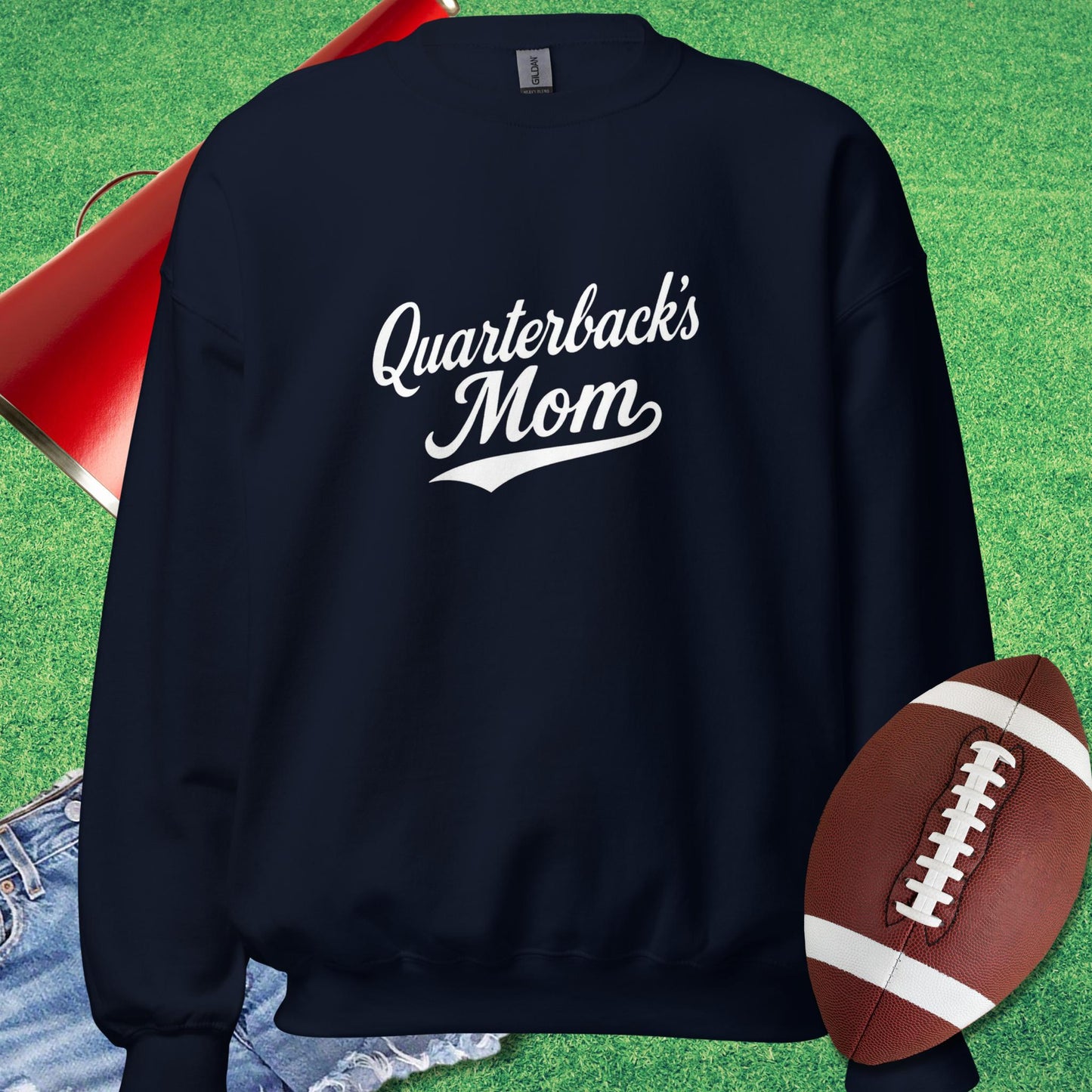 Quarterback's Mom Sweatshirt in Navy - Football Mom Christmas Gifts by Sideline Gods
