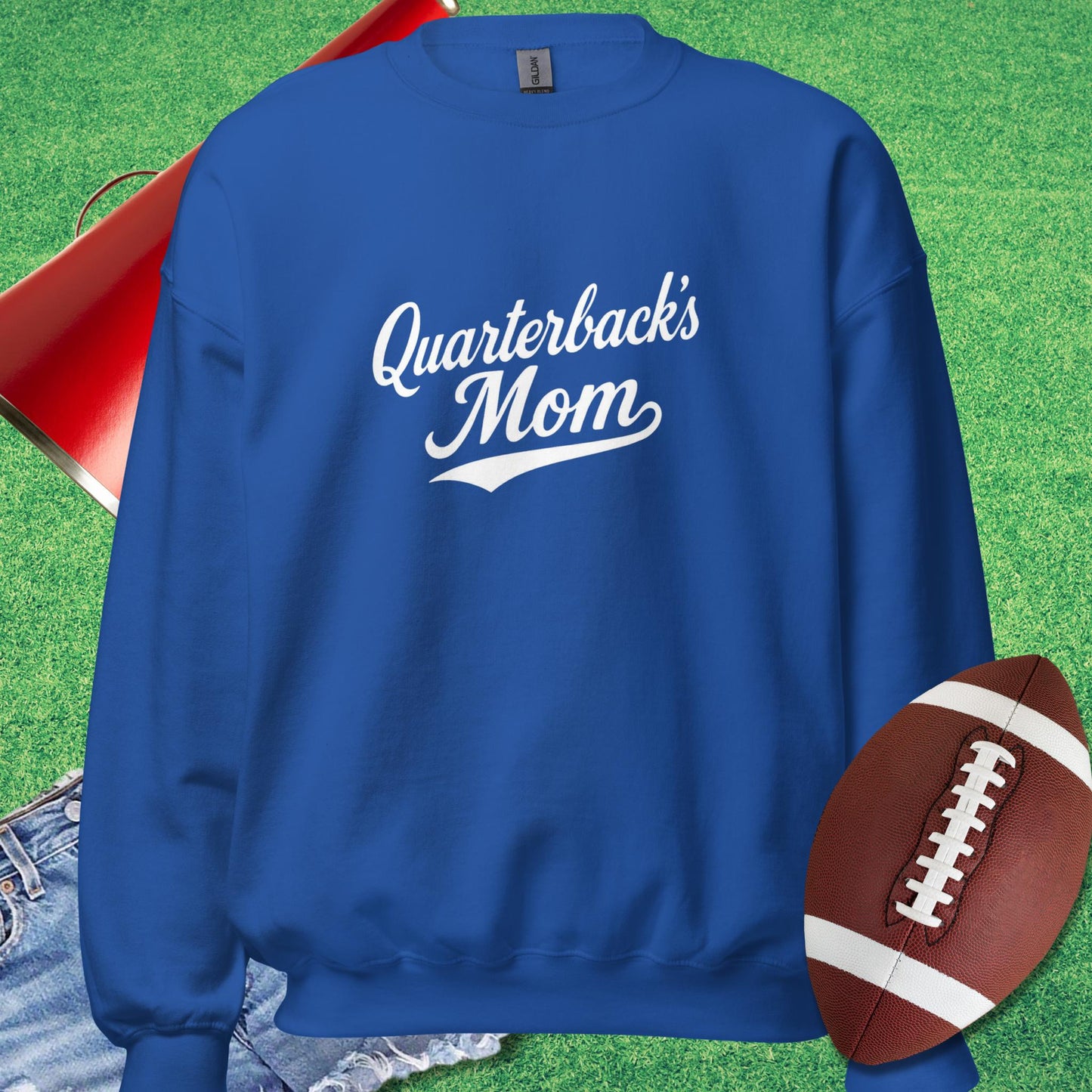 Quarterback's Mom Sweatshirt in Royal - Football Mom Present Ideas by Sideline Gods - Sideline Gods