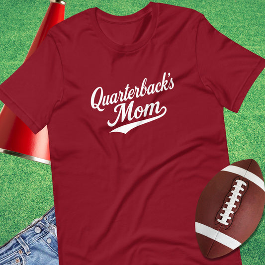 Quarterback's Mom T-Shirt in Cardinal - Football Mom Gift by Sideline Gods