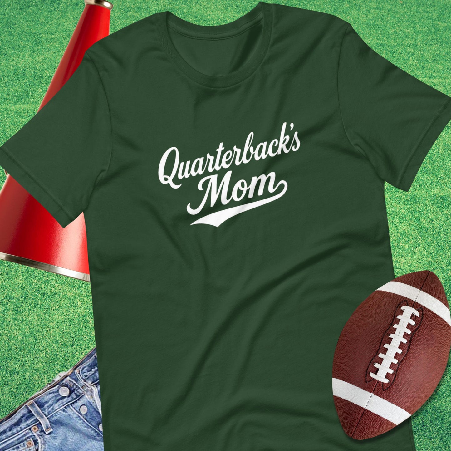 Quarterback's Mom T-Shirt in Forest - Football Mom Christmas Gifts by Sideline Gods