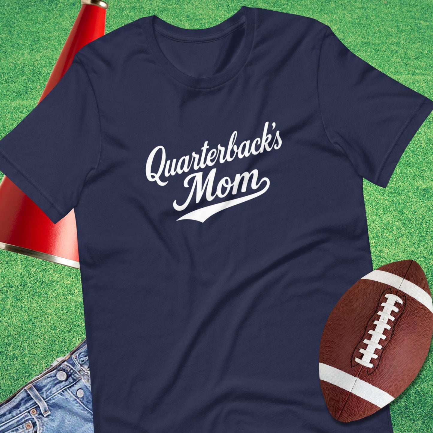Quarterback's Mom T-Shirt in Navy - proud football mom shirt by Sideline Gods