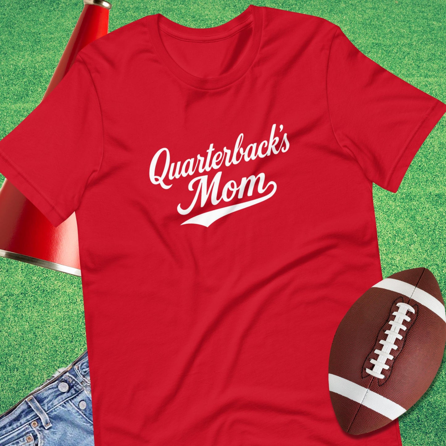 Quarterback's Mom T-Shirt in Red - Football Mom Present Ideas by Sideline Gods