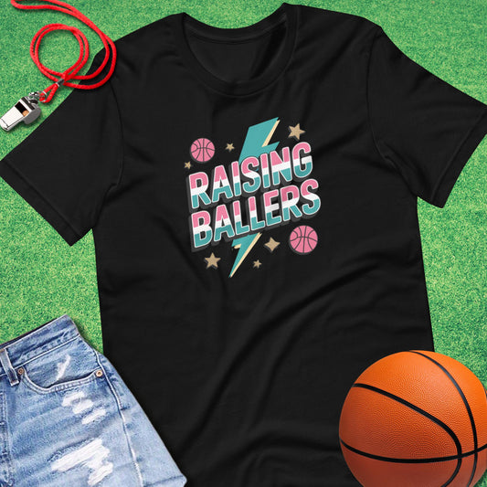Raising 90s Ballers T-Shirt in Black - Retro Basketball T-Shirt  | Sideline Gods