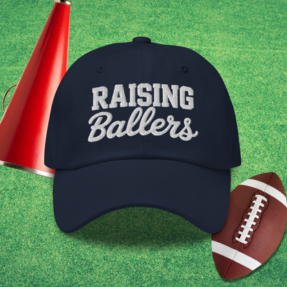 Raising Ballers Dad Hat in Navy - Volleyball Dad Gift | Sideline Gods