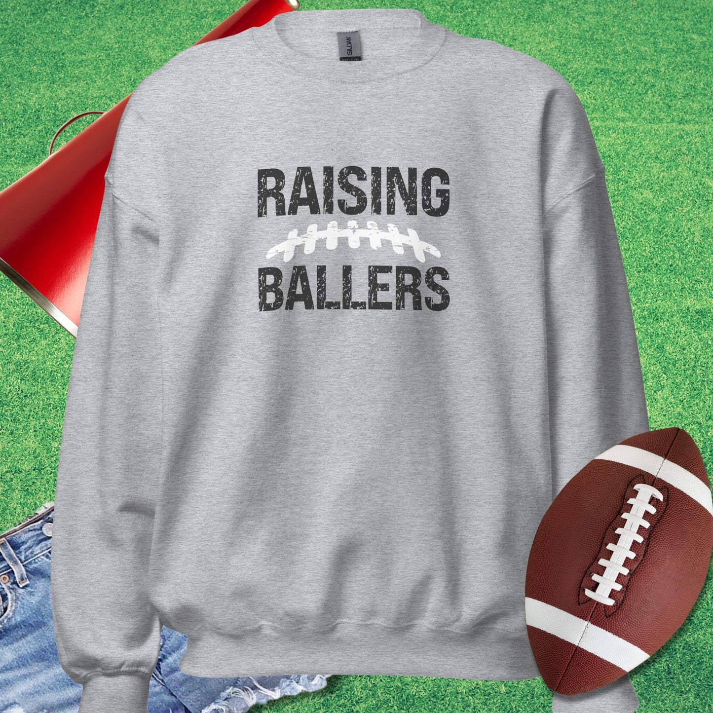 Raising Footballers Sweatshirt in Sport Grey - Proud Parent Football Sweatshirt - Sideline Gods