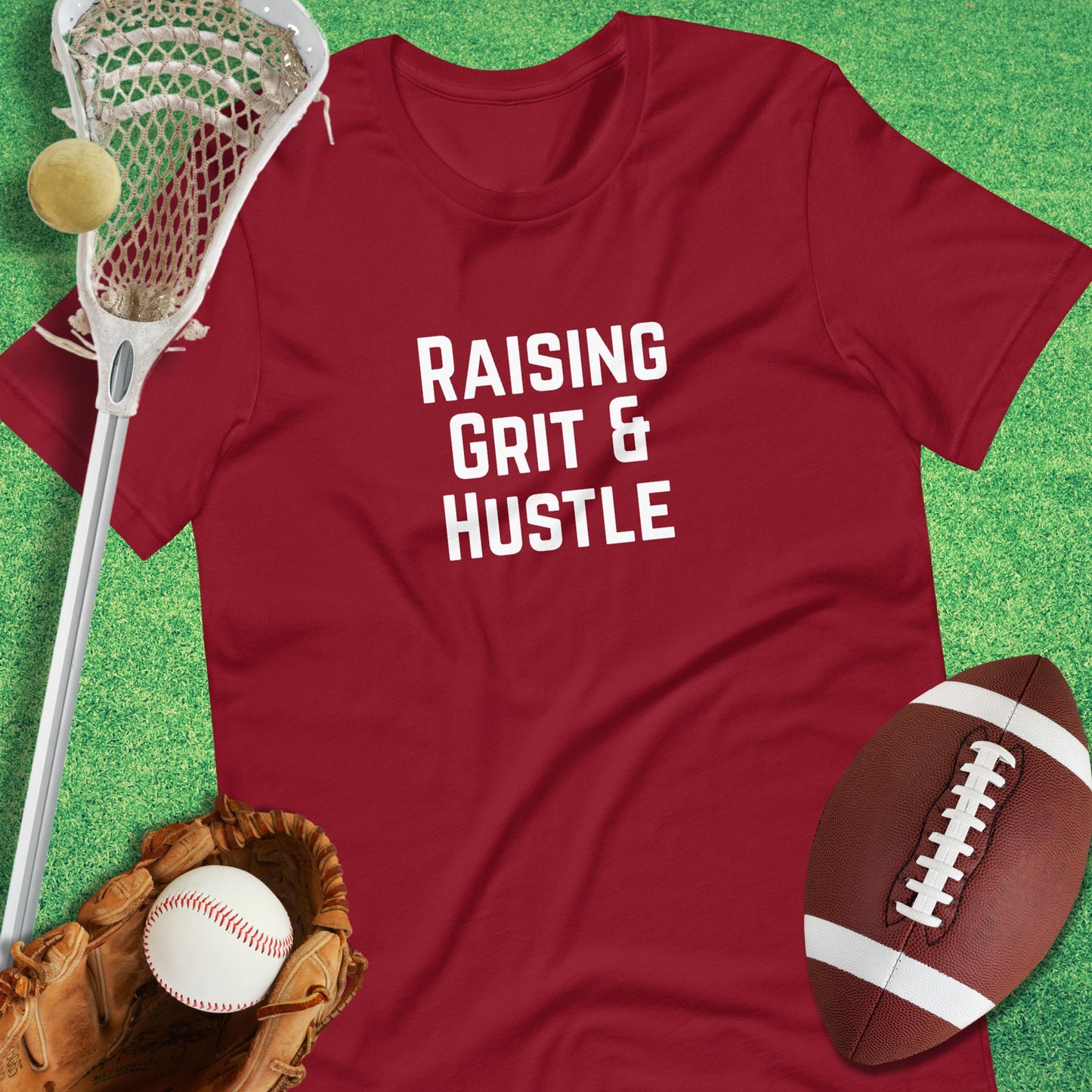 Raising Grit and Hustle T-Shirt in Cardinal - game day T-Shirt | Sideline Gods