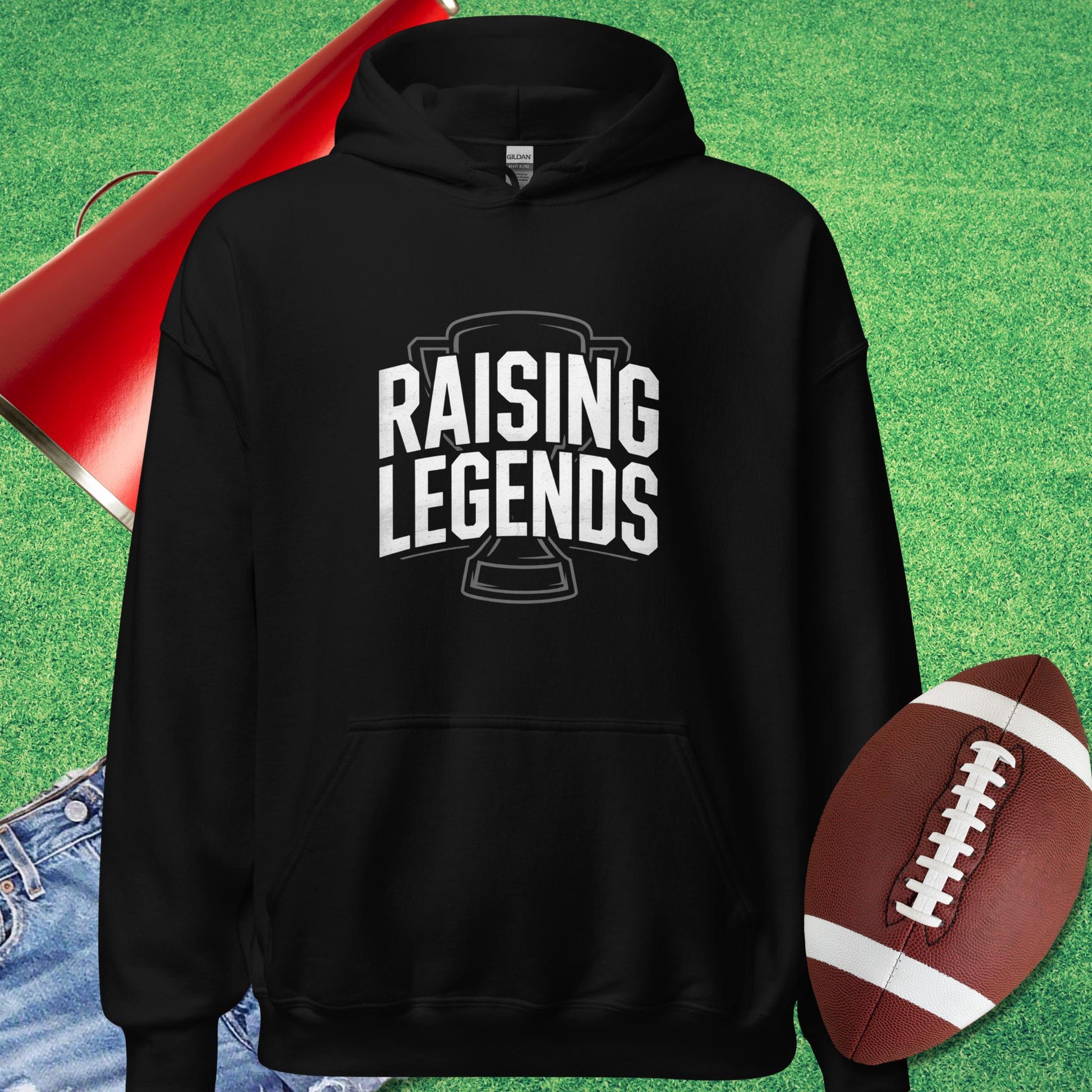 Raising Legends Hoodie in Black - Proud Parent Football Hoodie - Sideline Gods