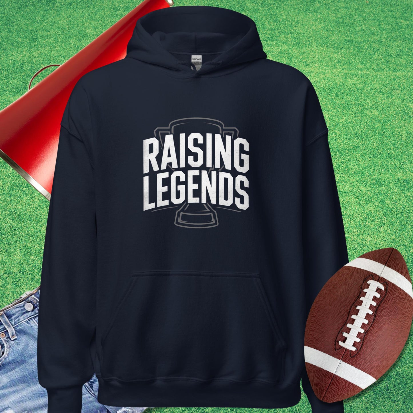 Raising Legends Hoodie in Navy Funny Parent Hoodie - Sideline Gods