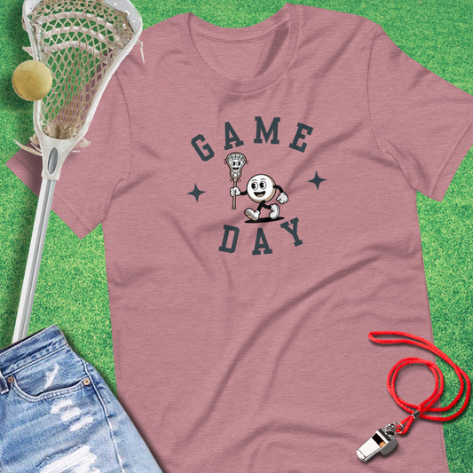 Retro Lacrosse Mascot Game Day T-Shirt in Heather Orchid - Retro Lacrosse T-Shirt for Players and Fans | Sideline Gods