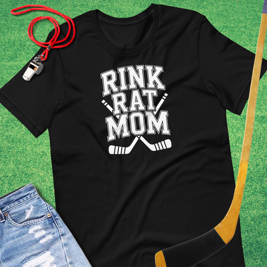 Rink Rat Mom T-Shirt in Black - Ice Hockey Mom T-Shirt | Sideline Gods