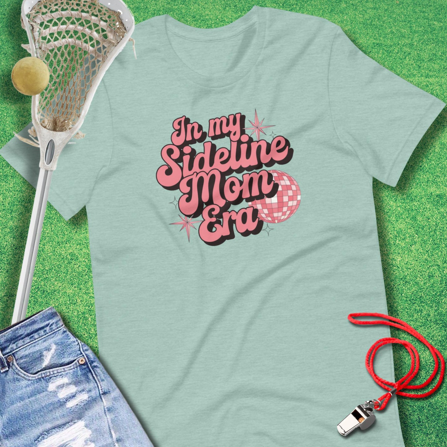 Sideline Mom Era T-Shirt in Heather Prism Dusty Blue - Sports Mom Spirit | Sideline Gods