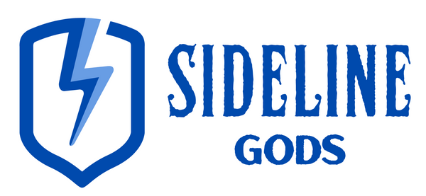 Sideline Gods Main Logo in Blue with Lightning Bolt