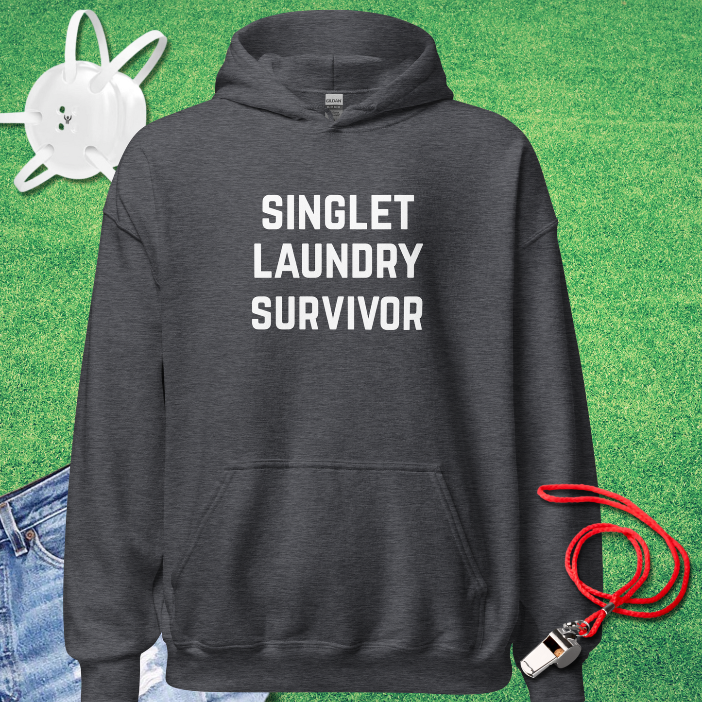Singlet Laundry Survivor Hoodie in Dark Heather - Wrestling Mom Hoodie | Sideline Gods