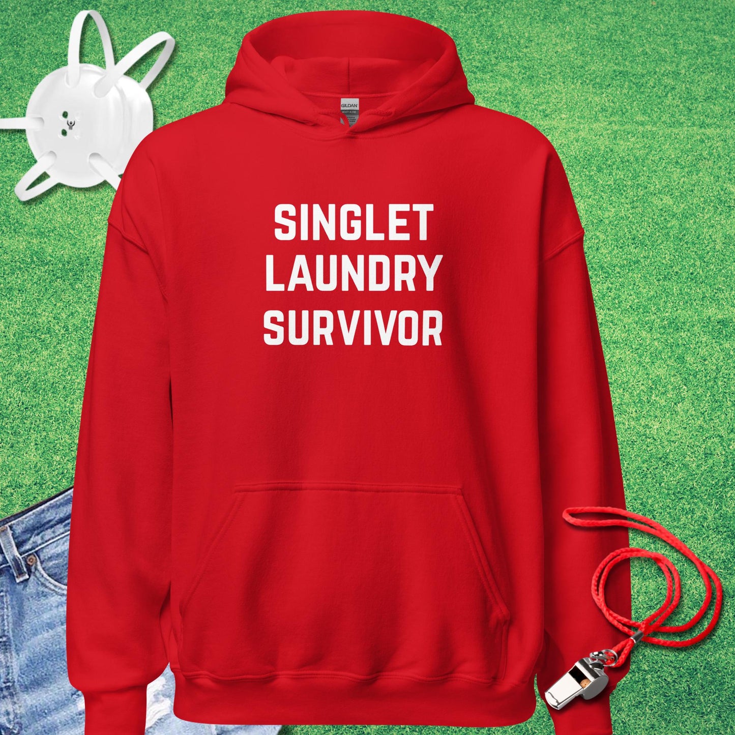Singlet Laundry Survivor Hoodie in Red - Cute Wrestling Mom Hoodie | Sideline Gods