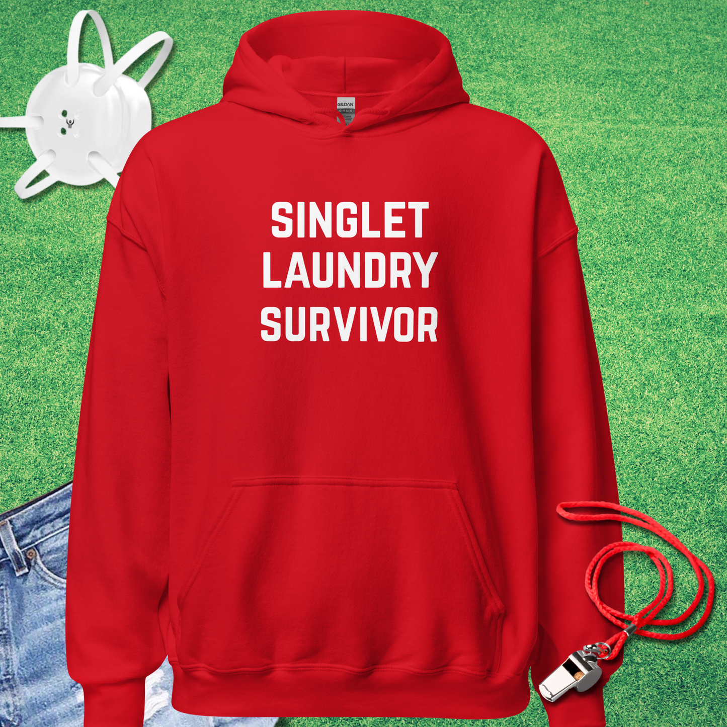 Singlet Laundry Survivor Hoodie in Red - Cute Wrestling Mom Hoodie | Sideline Gods