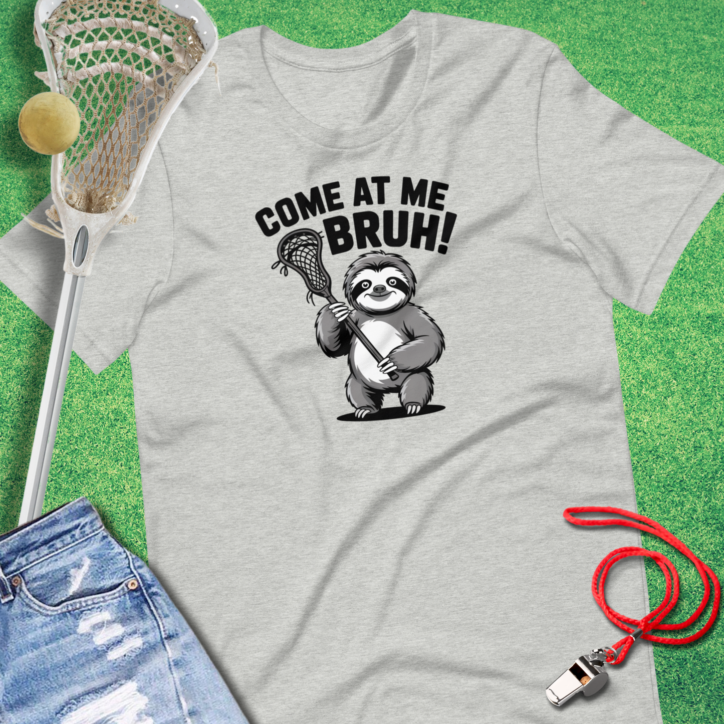 Sloth Bruh T-Shirt in Athletic Heather - Funny Lacrosse Gear | Sideline Gods