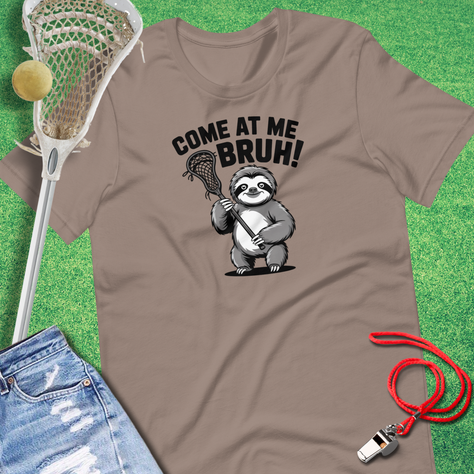 Sloth Bruh T-Shirt in Pebble - Funny Lax T-Shirt | Sideline Gods