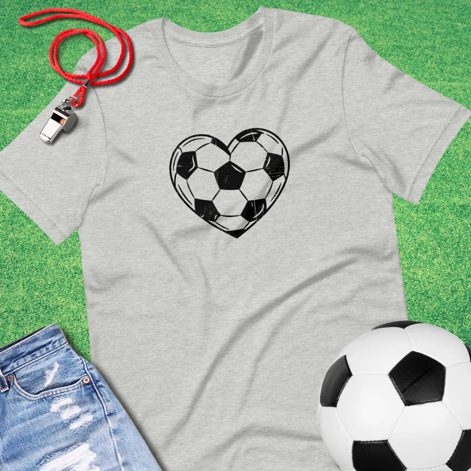 Soccer Heart T-Shirt in Athletic Heather - Travel Soccer T-Shirt for Players and Fans | Sideline Gods