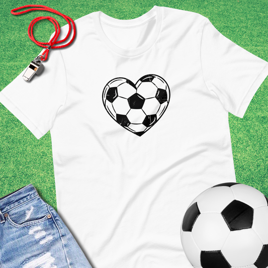 Soccer Heart T-Shirt in White - Unique Soccer T-Shirt for Players and Fans | Sideline Gods