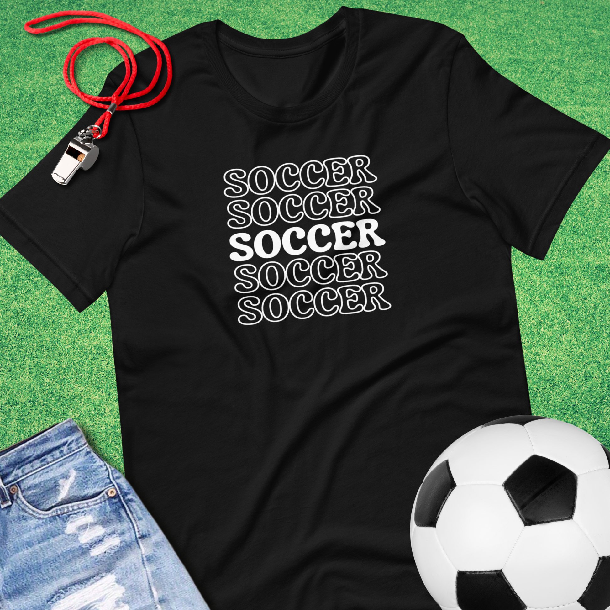 Soccer On Repeat T-Shirt in Black - Travel Soccer T-Shirt for Players and Fans | Sideline Gods